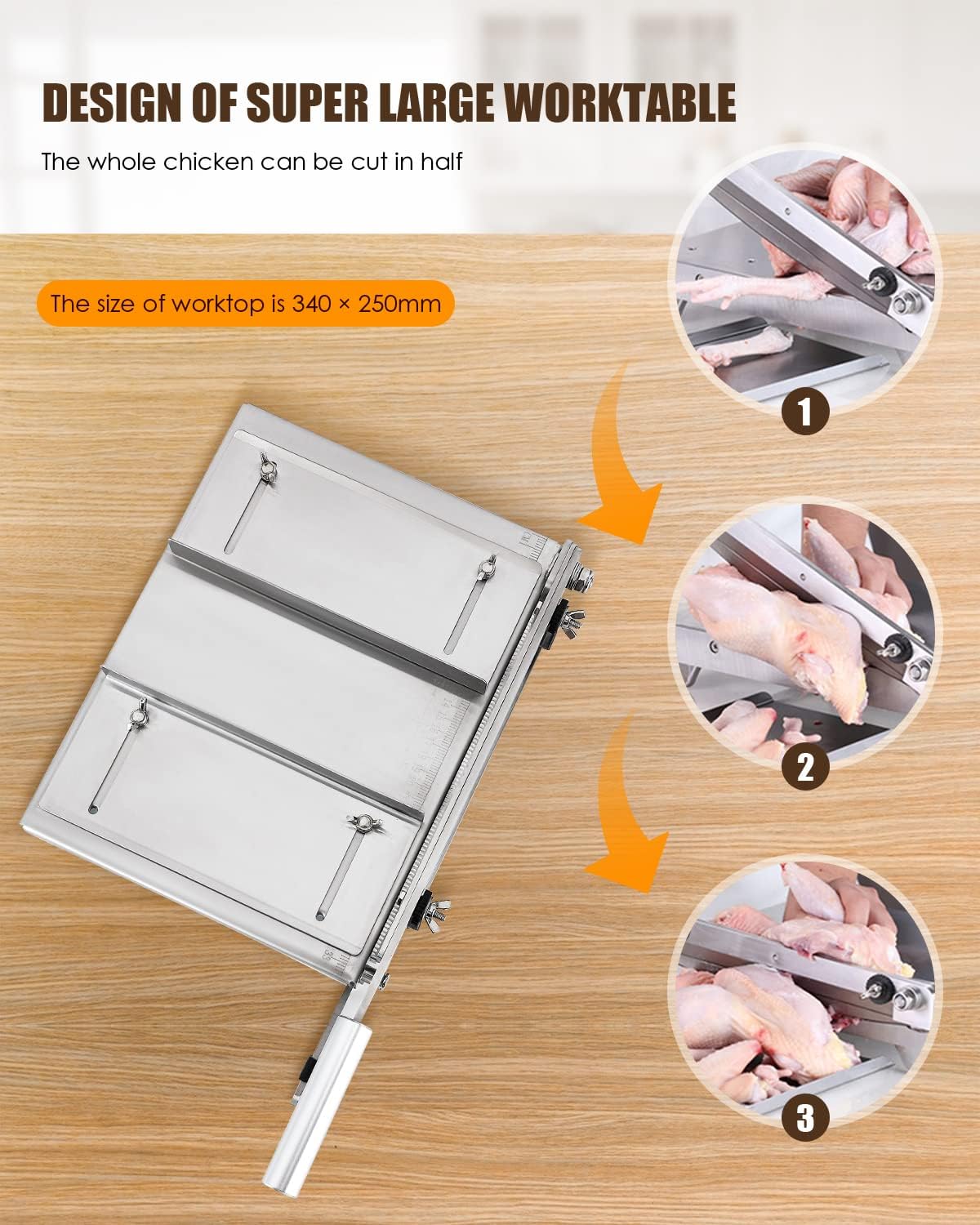 2 BLADES Manual Ribs Meat Chopper Slicer Stainless Steel Hard Bone Cutter Beef Mutton Household Vegetable Food Slicer Slicing Machine for Whole Chicken Rib Spine