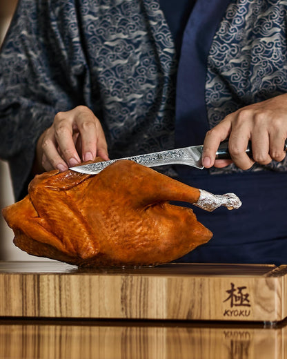 Japanese Knife Set for Meat Cutting,Damascus Kitchen Butcher Knife Set for Brisket Carving,Sharp VG10 Steel 7" Boning+12" Slicing,UPGRADED Silver Ion Coated Breaking Knives BBQ Slicer