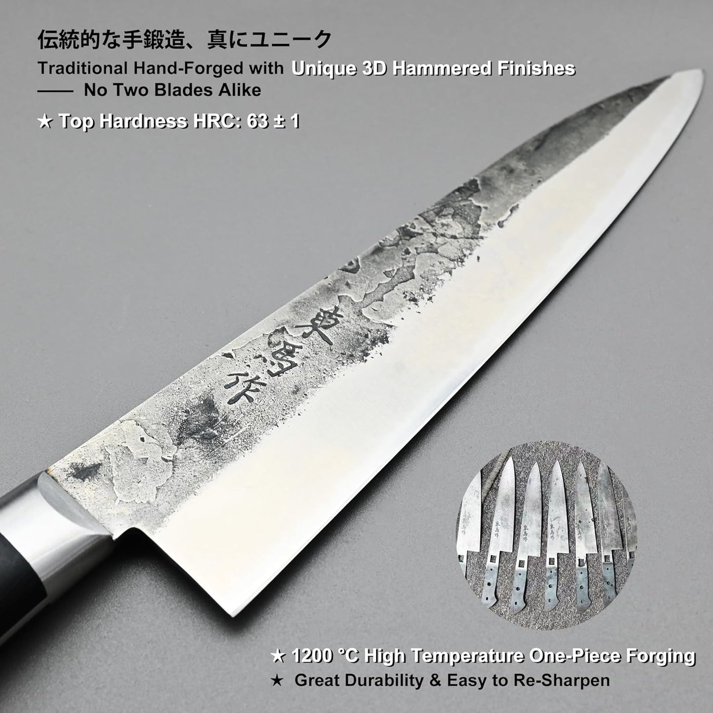 TONMA Japanese Chef Knife MADE IN JAPAN 8.2 inch Full Tang Traditional Handcrafted Stainless Steel Kitchen Knife, Professional Classic Gyuto for Gift Giving, Razor-Sharp & Highly Durable