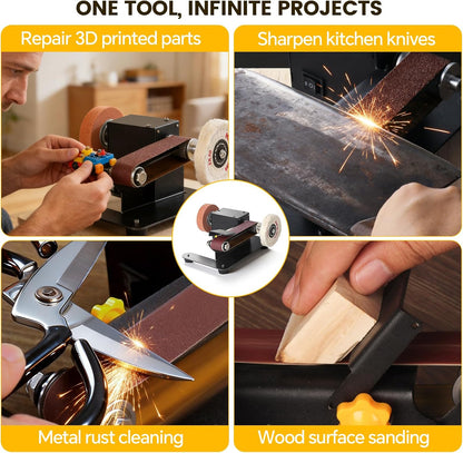 Mini Belt Sander, Electric Small Sander Knife Making Supplies, 7 Adjustable Speed Electric Knife Sharpener, Power Belt Grinder for Woodworking. (Wet/Dry Pro - Advanced Grinding Kit)