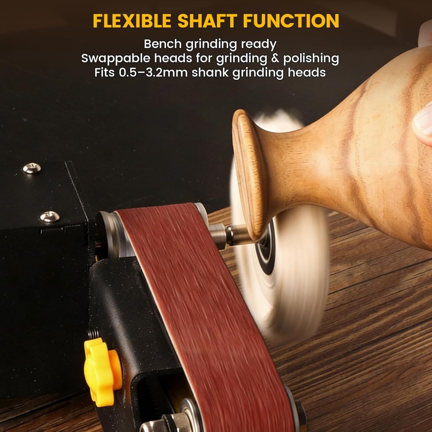 Mini Belt Sander, Electric Small Sander Knife Making Supplies, 7 Adjustable Speed Electric Knife Sharpener, Power Belt Grinder for Woodworking. (Wet/Dry Pro - Advanced Grinding Kit)