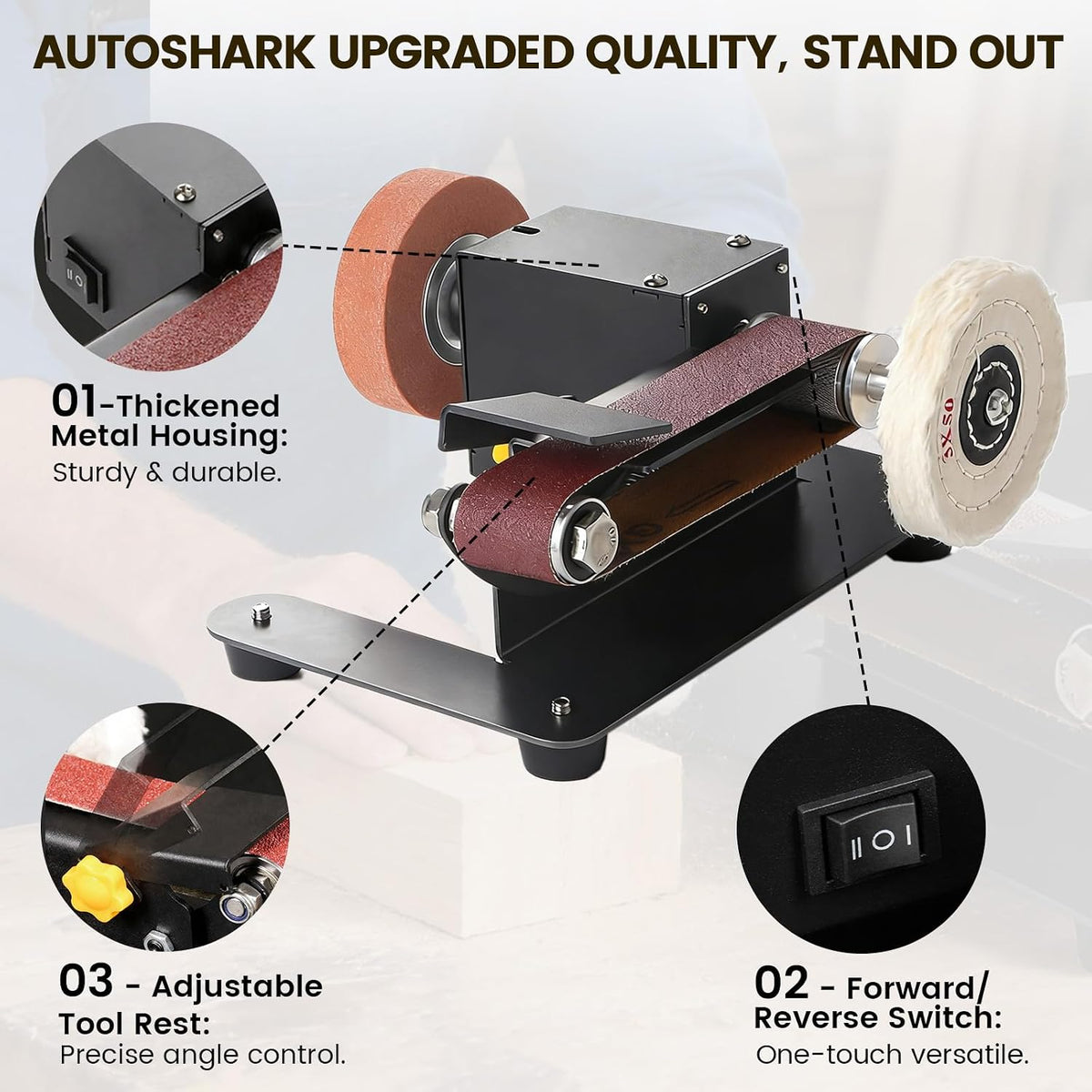 Mini Belt Sander, Electric Small Sander Knife Making Supplies, 7 Adjustable Speed Electric Knife Sharpener, Power Belt Grinder for Woodworking. (Wet/Dry Pro - Advanced Grinding Kit)