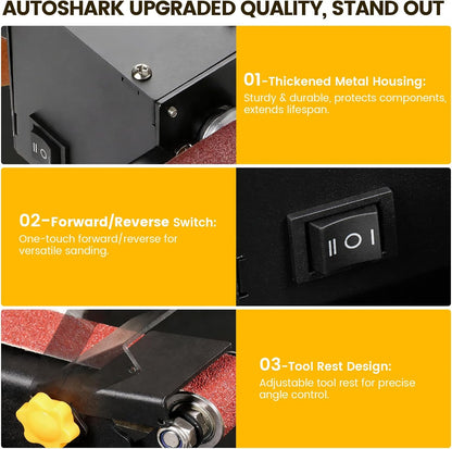 Mini Belt Sander, Electric Small Sander Knife Making Supplies, 7 Adjustable Speed Electric Knife Sharpener, Power Belt Grinder for Woodworking. (Wet/Dry Pro - Advanced Grinding Kit)