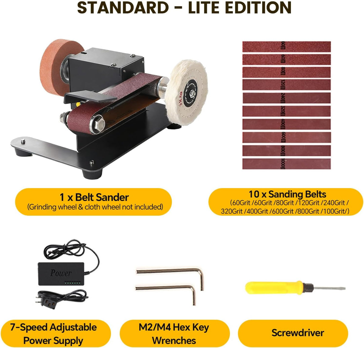 Mini Belt Sander, Electric Small Sander Knife Making Supplies, 7 Adjustable Speed Electric Knife Sharpener, Power Belt Grinder for Woodworking. (Wet/Dry Pro - Advanced Grinding Kit)