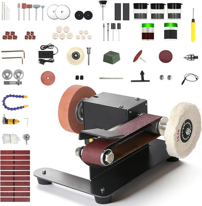 Mini Belt Sander, Electric Small Sander Knife Making Supplies, 7 Adjustable Speed Electric Knife Sharpener, Power Belt Grinder for Woodworking. (Wet/Dry Pro - Advanced Grinding Kit)