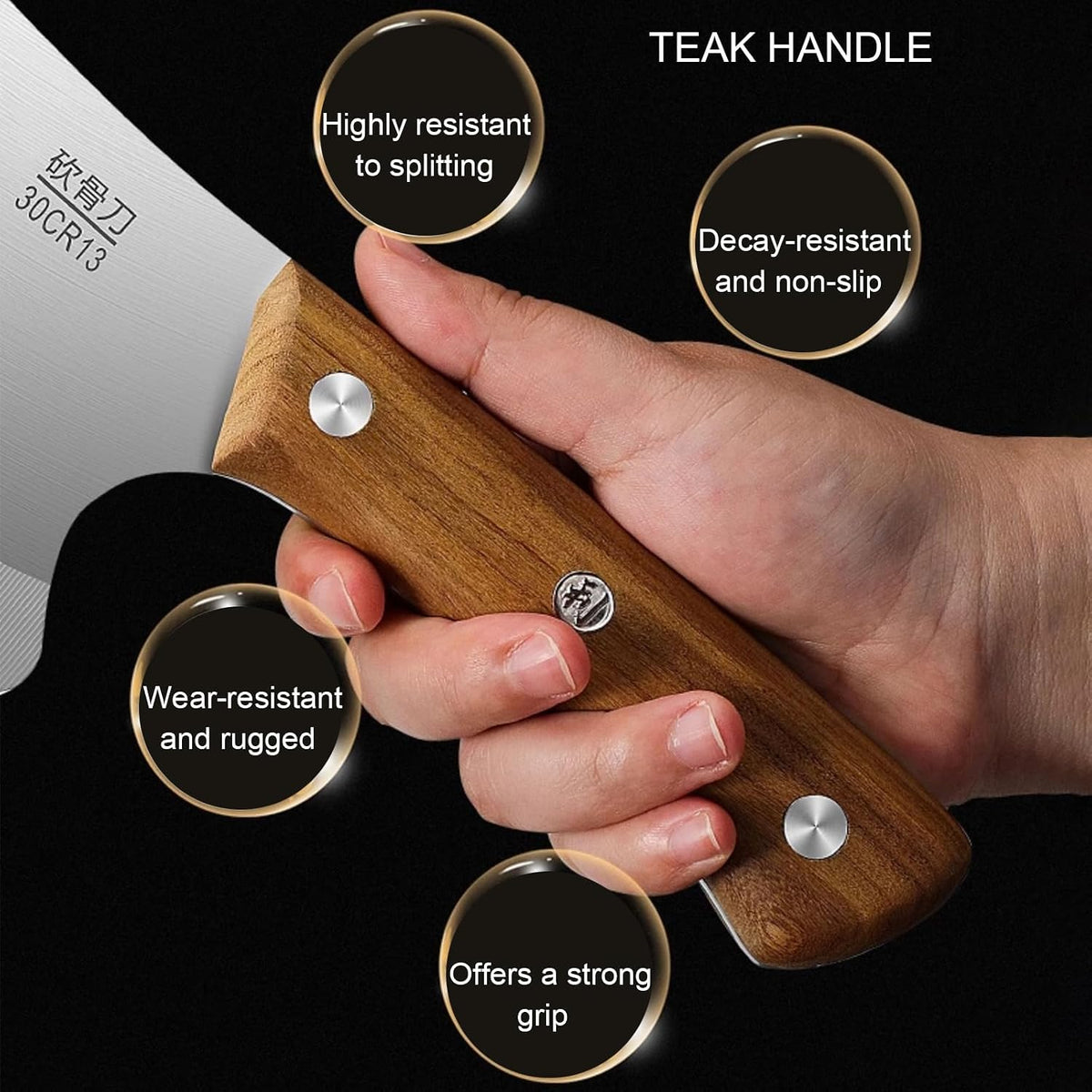 Meat Cleaver Knife, Kitchen Axe, Heavy Duty Bone Chopper, Butcher Knife