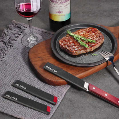 Steak Knife Edge Guards Set, 8 Piece Universal Blade Covers, BPA Free ABS Protective Blade Sheaths, Non-Scratch Felt Lining Kitchen Utility or Steak Knives Covers (Knives not included)