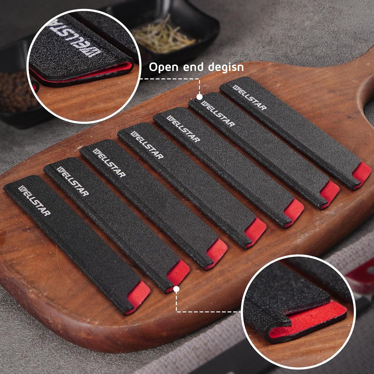 Steak Knife Edge Guards Set, 8 Piece Universal Blade Covers, BPA Free ABS Protective Blade Sheaths, Non-Scratch Felt Lining Kitchen Utility or Steak Knives Covers (Knives not included)