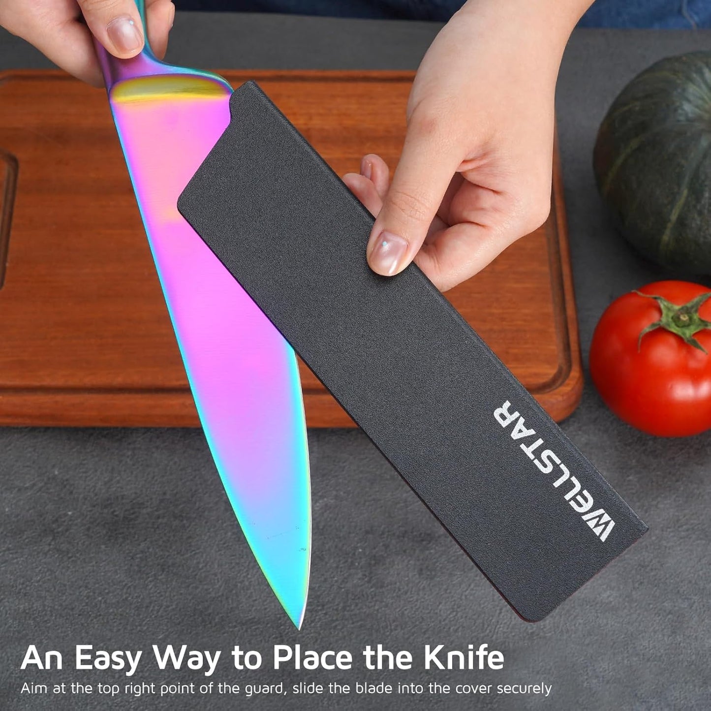 Steak Knife Edge Guards Set, 8 Piece Universal Blade Covers, BPA Free ABS Protective Blade Sheaths, Non-Scratch Felt Lining Kitchen Utility or Steak Knives Covers (Knives not included)
