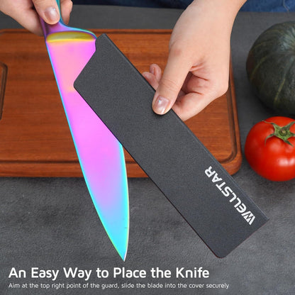 Steak Knife Edge Guards Set, 8 Piece Universal Blade Covers, BPA Free ABS Protective Blade Sheaths, Non-Scratch Felt Lining Kitchen Utility or Steak Knives Covers (Knives not included)