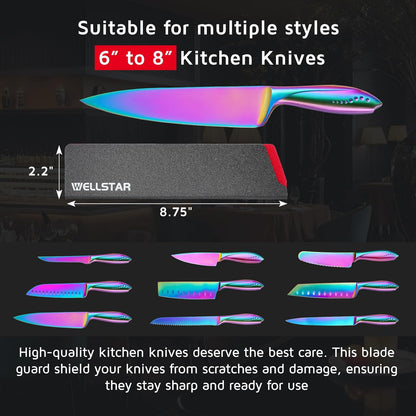 Steak Knife Edge Guards Set, 8 Piece Universal Blade Covers, BPA Free ABS Protective Blade Sheaths, Non-Scratch Felt Lining Kitchen Utility or Steak Knives Covers (Knives not included)