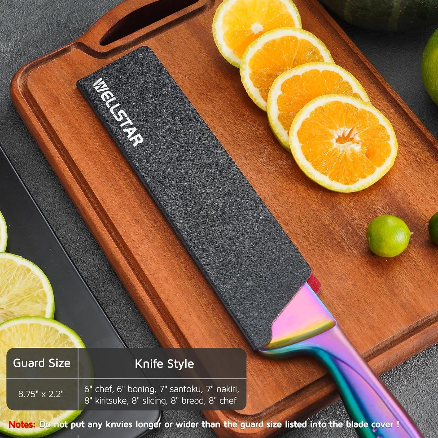 Steak Knife Edge Guards Set, 8 Piece Universal Blade Covers, BPA Free ABS Protective Blade Sheaths, Non-Scratch Felt Lining Kitchen Utility or Steak Knives Covers (Knives not included)