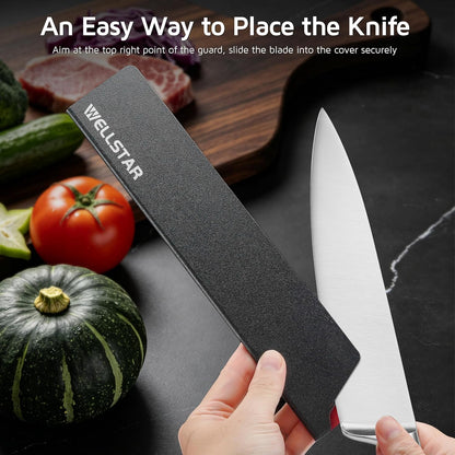 Steak Knife Edge Guards Set, 8 Piece Universal Blade Covers, BPA Free ABS Protective Blade Sheaths, Non-Scratch Felt Lining Kitchen Utility or Steak Knives Covers (Knives not included)