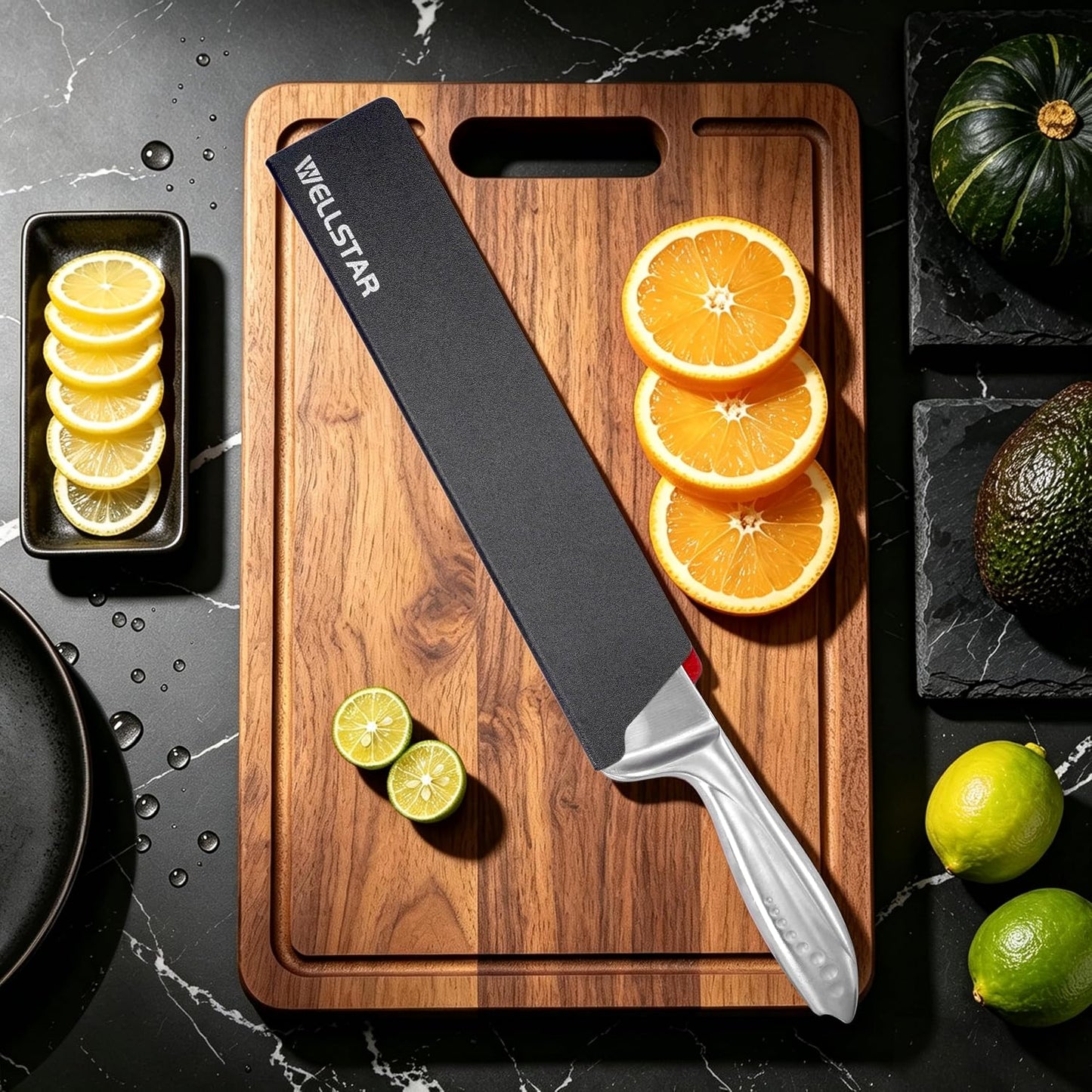 Steak Knife Edge Guards Set, 8 Piece Universal Blade Covers, BPA Free ABS Protective Blade Sheaths, Non-Scratch Felt Lining Kitchen Utility or Steak Knives Covers (Knives not included)