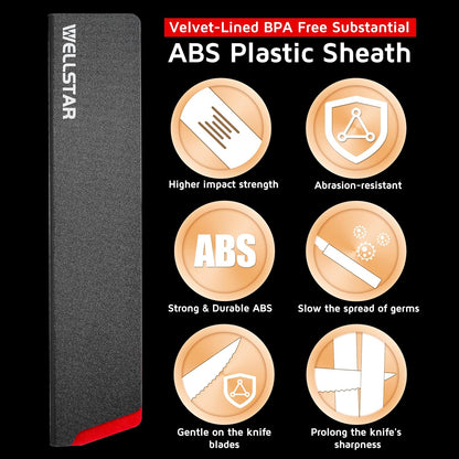 Steak Knife Edge Guards Set, 8 Piece Universal Blade Covers, BPA Free ABS Protective Blade Sheaths, Non-Scratch Felt Lining Kitchen Utility or Steak Knives Covers (Knives not included)