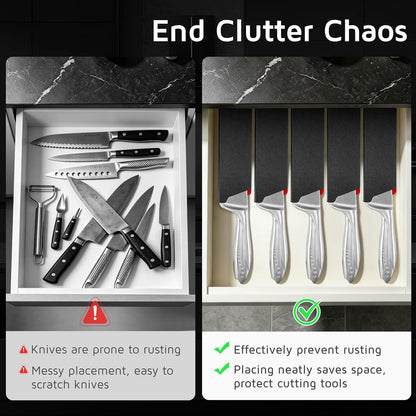 Steak Knife Edge Guards Set, 8 Piece Universal Blade Covers, BPA Free ABS Protective Blade Sheaths, Non-Scratch Felt Lining Kitchen Utility or Steak Knives Covers (Knives not included)