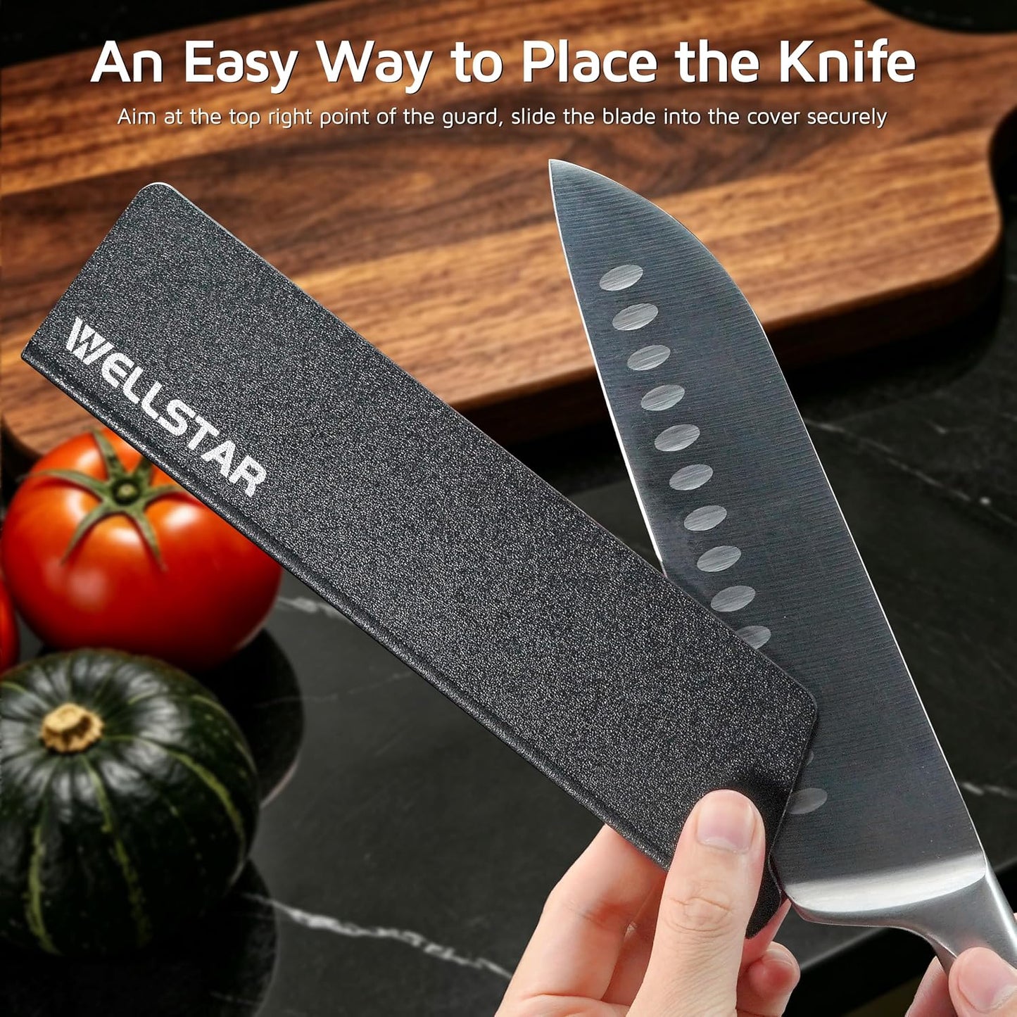 Steak Knife Edge Guards Set, 8 Piece Universal Blade Covers, BPA Free ABS Protective Blade Sheaths, Non-Scratch Felt Lining Kitchen Utility or Steak Knives Covers (Knives not included)