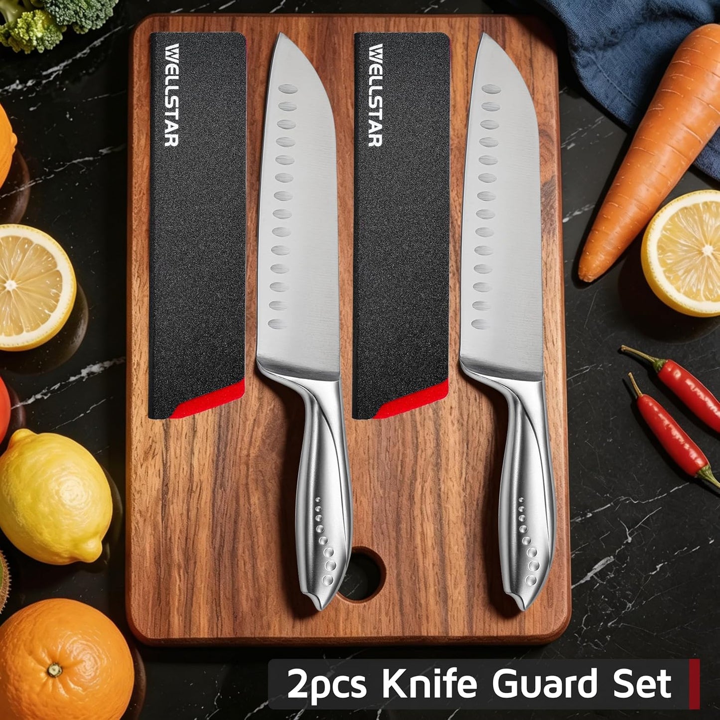 Steak Knife Edge Guards Set, 8 Piece Universal Blade Covers, BPA Free ABS Protective Blade Sheaths, Non-Scratch Felt Lining Kitchen Utility or Steak Knives Covers (Knives not included)