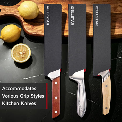 Steak Knife Edge Guards Set, 8 Piece Universal Blade Covers, BPA Free ABS Protective Blade Sheaths, Non-Scratch Felt Lining Kitchen Utility or Steak Knives Covers (Knives not included)