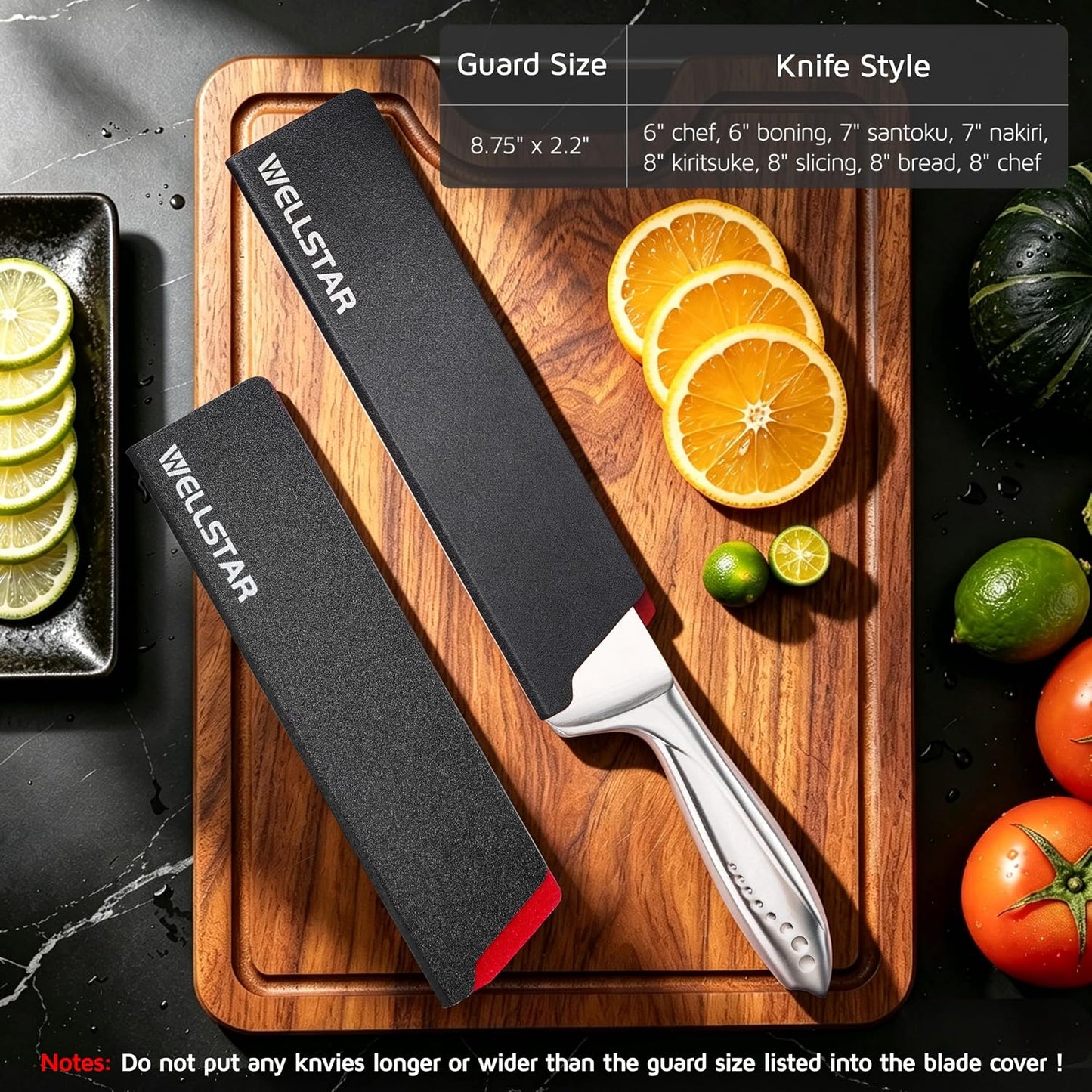 Steak Knife Edge Guards Set, 8 Piece Universal Blade Covers, BPA Free ABS Protective Blade Sheaths, Non-Scratch Felt Lining Kitchen Utility or Steak Knives Covers (Knives not included)