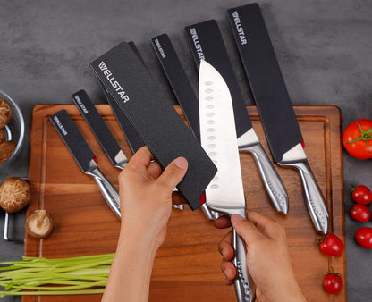 Steak Knife Edge Guards Set, 8 Piece Universal Blade Covers, BPA Free ABS Protective Blade Sheaths, Non-Scratch Felt Lining Kitchen Utility or Steak Knives Covers (Knives not included)