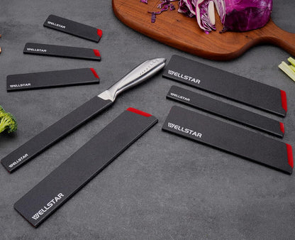 Steak Knife Edge Guards Set, 8 Piece Universal Blade Covers, BPA Free ABS Protective Blade Sheaths, Non-Scratch Felt Lining Kitchen Utility or Steak Knives Covers (Knives not included)