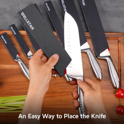 Steak Knife Edge Guards Set, 8 Piece Universal Blade Covers, BPA Free ABS Protective Blade Sheaths, Non-Scratch Felt Lining Kitchen Utility or Steak Knives Covers (Knives not included)