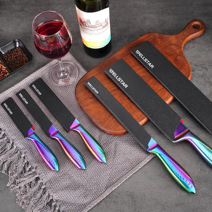 Steak Knife Edge Guards Set, 8 Piece Universal Blade Covers, BPA Free ABS Protective Blade Sheaths, Non-Scratch Felt Lining Kitchen Utility or Steak Knives Covers (Knives not included)