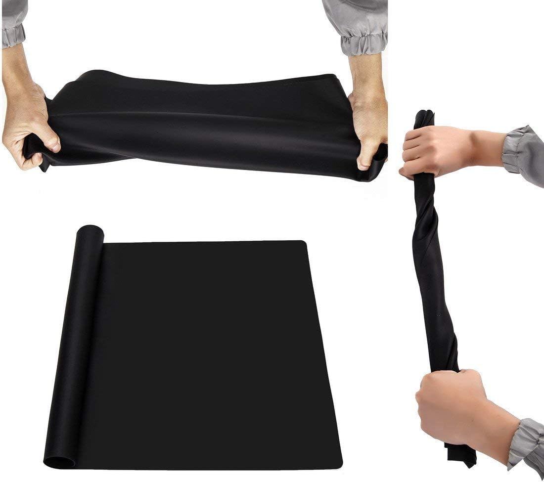 23.6'' by 15.7''Flexible Silicone Placemat Non Slip Waterproof Heat Resistant Dinner Table Black 1PCS