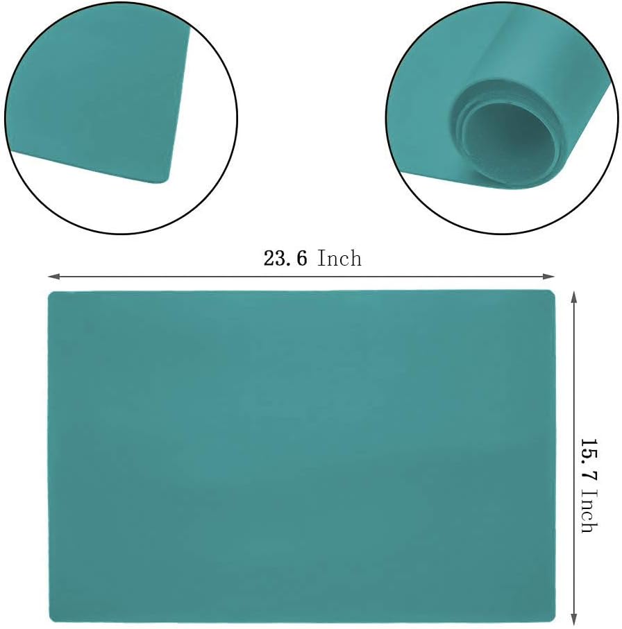 23.6'' by 15.7''Flexible Silicone Placemat Non Slip Waterproof Heat Resistant Dinner Table Black 1PCS