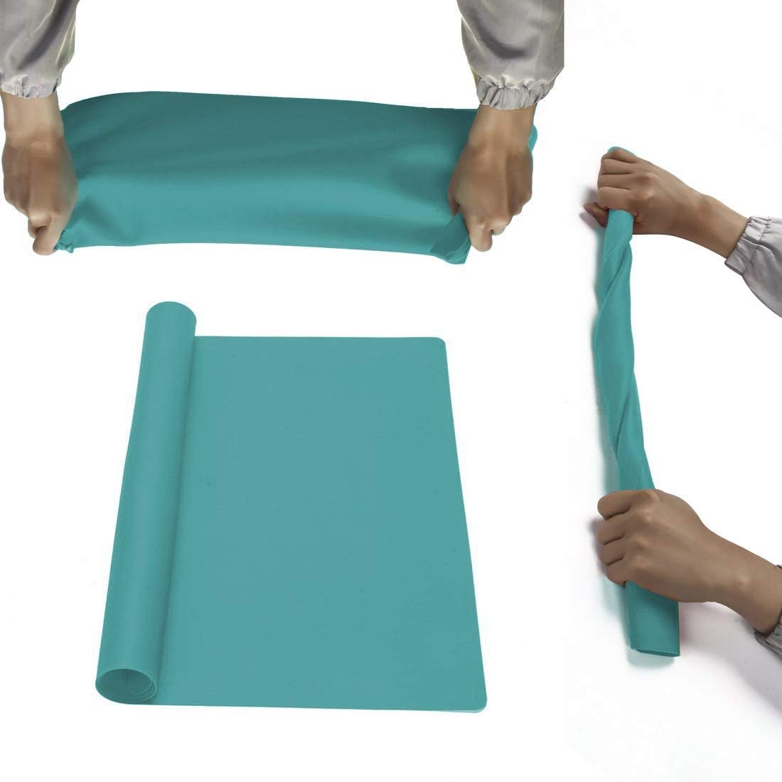 23.6'' by 15.7''Flexible Silicone Placemat Non Slip Waterproof Heat Resistant Dinner Table Black 1PCS