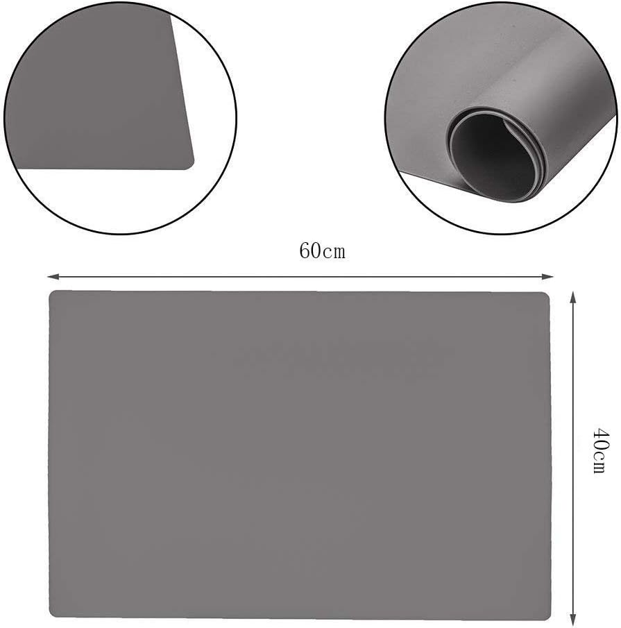 23.6'' by 15.7''Flexible Silicone Placemat Non Slip Waterproof Heat Resistant Dinner Table Black 1PCS