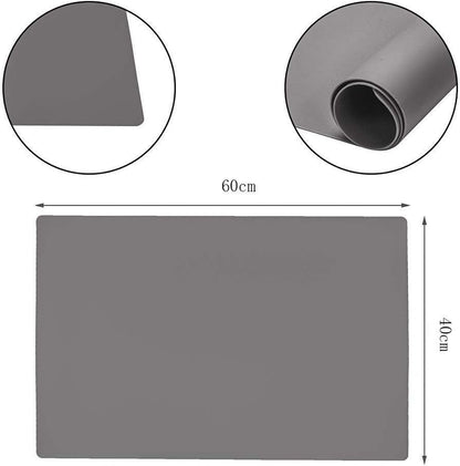 23.6'' by 15.7''Flexible Silicone Placemat Non Slip Waterproof Heat Resistant Dinner Table Black 1PCS