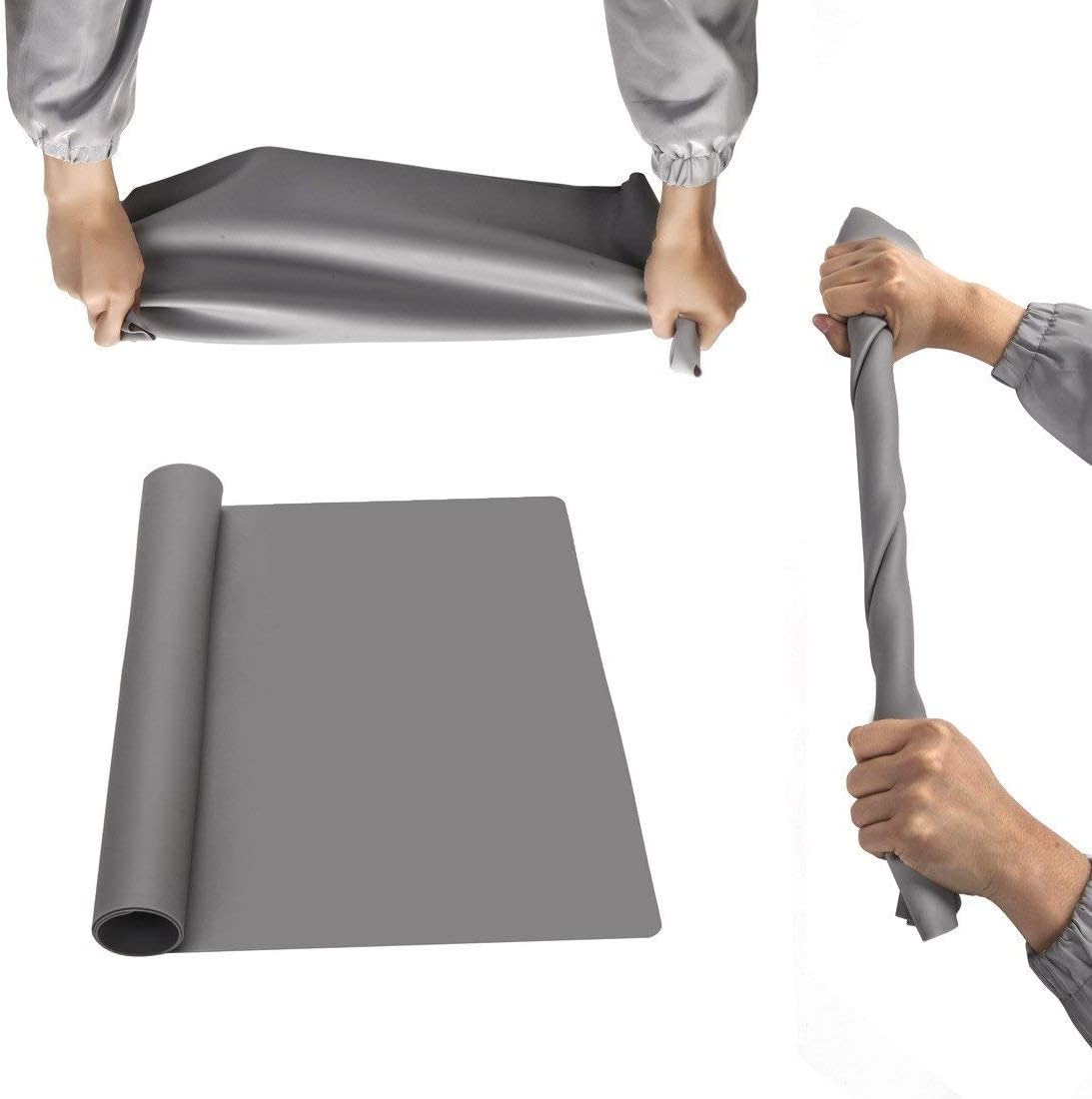 23.6'' by 15.7''Flexible Silicone Placemat Non Slip Waterproof Heat Resistant Dinner Table Black 1PCS