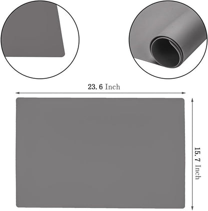 23.6'' by 15.7''Flexible Silicone Placemat Non Slip Waterproof Heat Resistant Dinner Table Black 1PCS