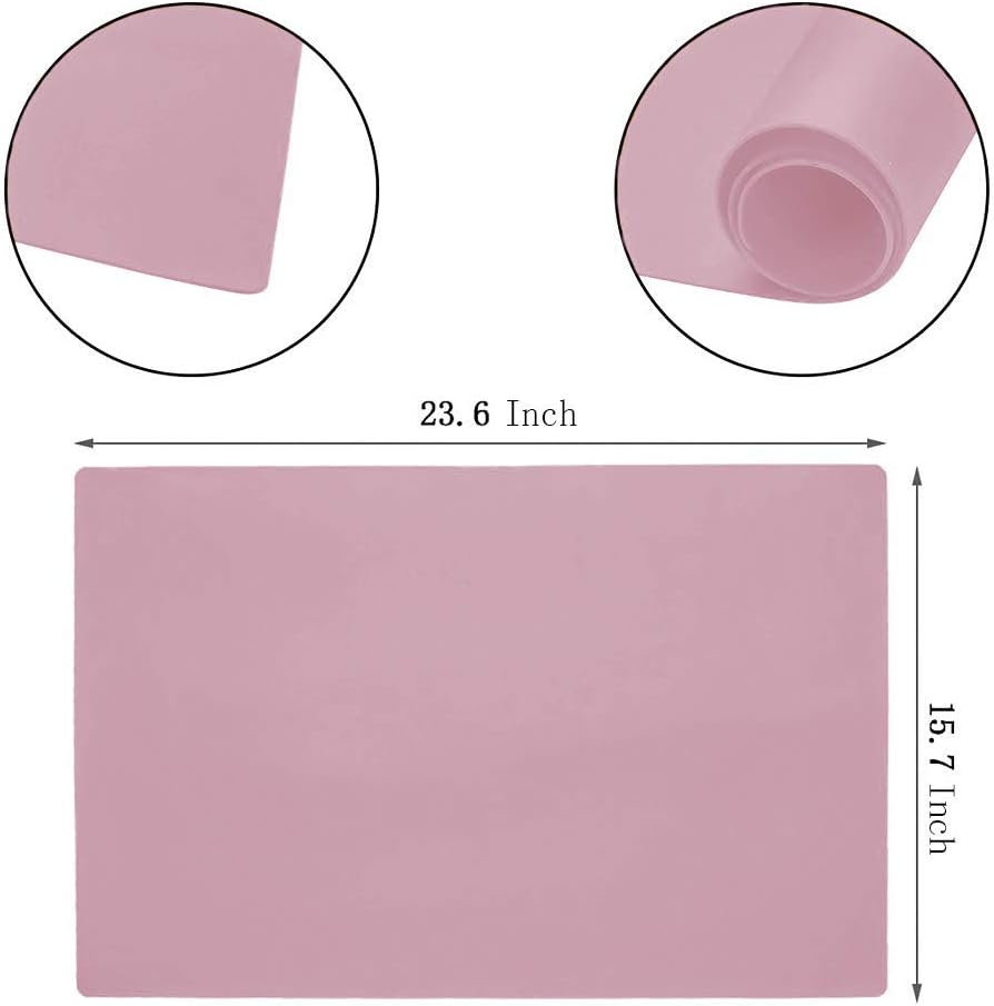 23.6'' by 15.7''Flexible Silicone Placemat Non Slip Waterproof Heat Resistant Dinner Table Black 1PCS