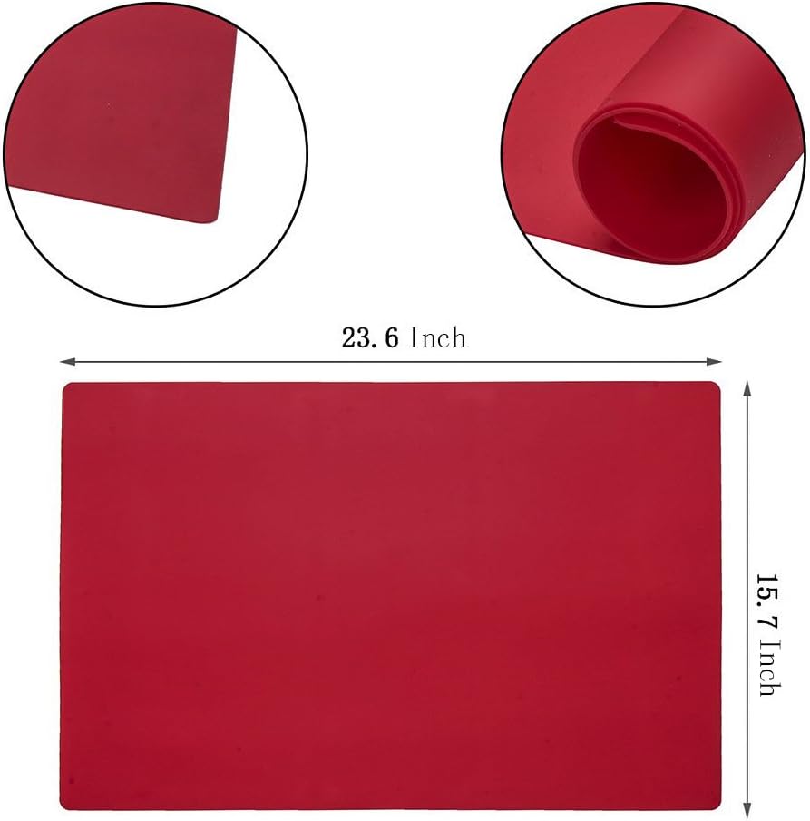 23.6'' by 15.7''Flexible Silicone Placemat Non Slip Waterproof Heat Resistant Dinner Table Black 1PCS