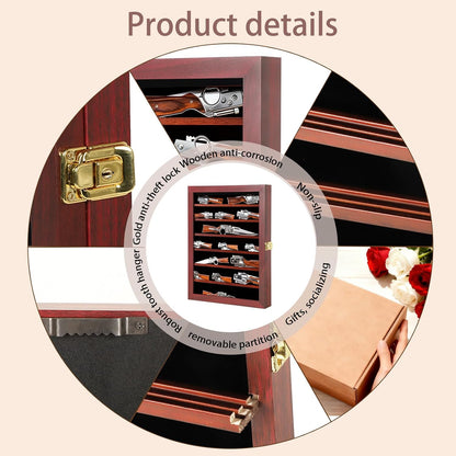 Pocket Knife Display Case Knife Collection Display Box for Wall Folding Knife Cabinet with Uv Protection Acrylic Lockable Black
