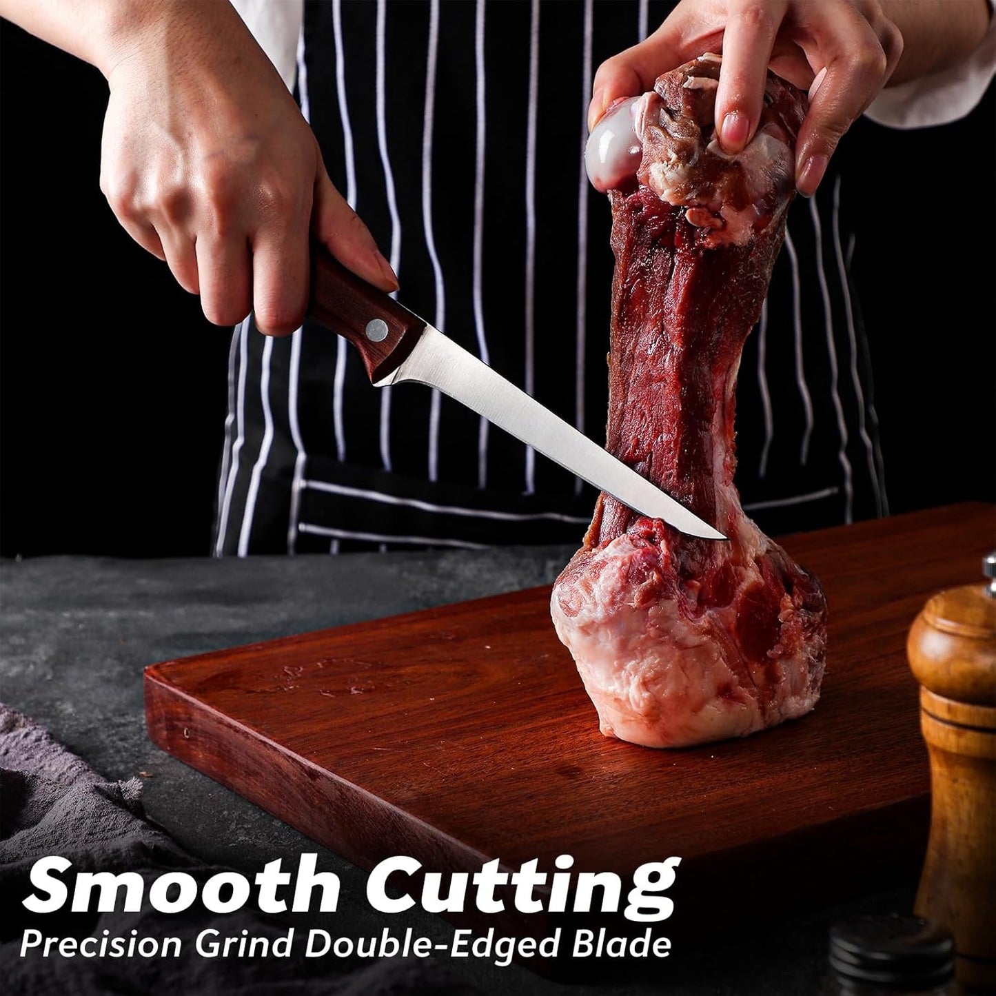 TAN REN Boning Knife for Meat Cutting, 5 Inch Brisket Trimming Knife | Stainless Boning Knives with Sheath, Meat Trimming Butcher Knife, Flexible Carving Knife for Meat