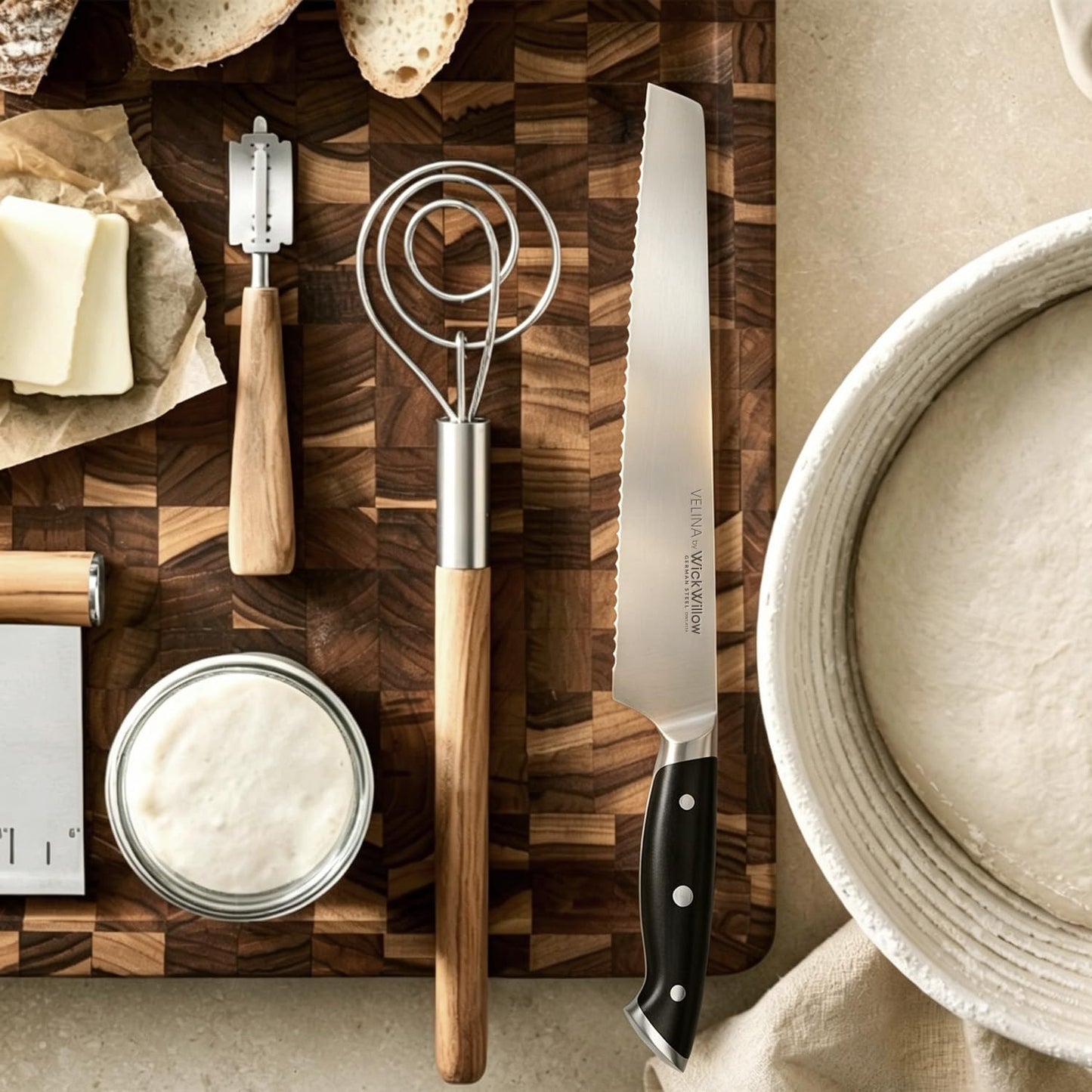 10” Bread Knife – German Steel for Home Bakers, Serrated | Perfect for sourdough, homemade bread and artisan loaves. Dishwasher safe, hand wash recommended. Gift box included.