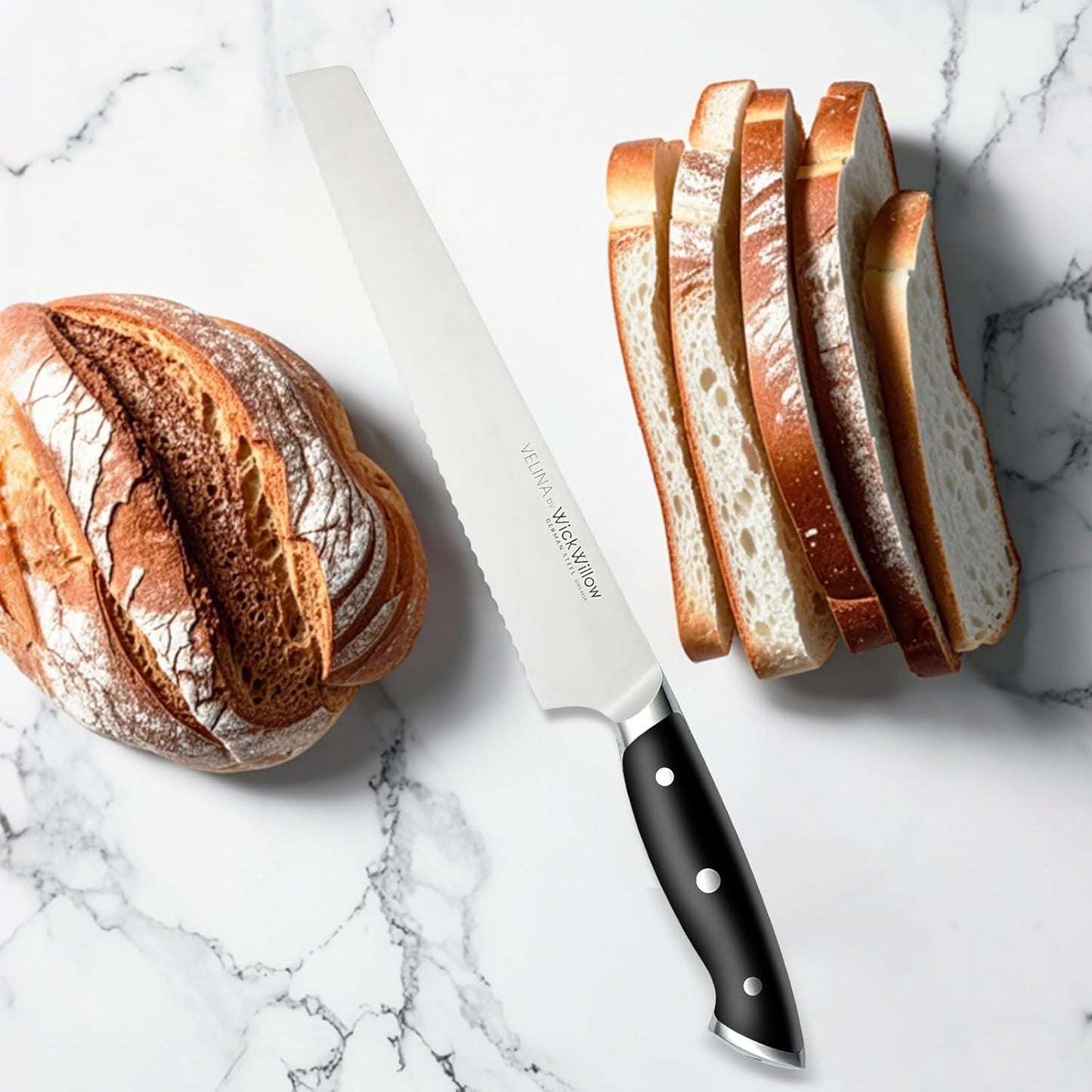 10” Bread Knife – German Steel for Home Bakers, Serrated | Perfect for sourdough, homemade bread and artisan loaves. Dishwasher safe, hand wash recommended. Gift box included.