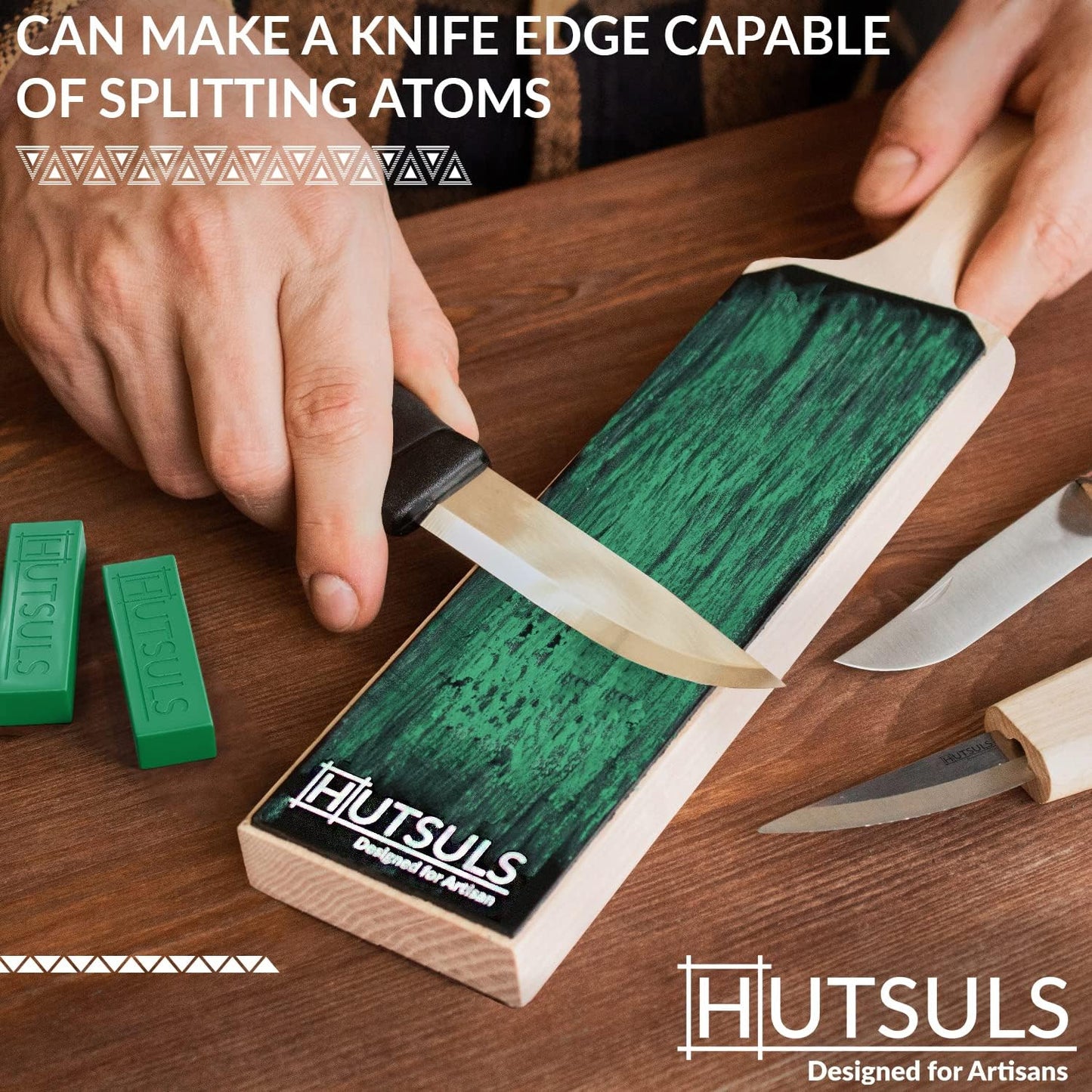 Knife Stropping Compound With Case - (2-Pack, 5 Oz Total) for Razor-Sharp Edges, Green Buffing Bars Easy to Use With Leather Strop Guide