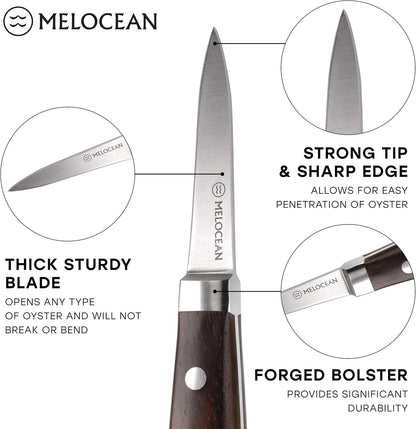 Professional Oyster Shucking Knife and Gloves Set in Gift Box | 6.3” Full Tang French 3cr13 Stainless Steel Oyster Knife, EN388 Level 5 Cut-Resistant Gloves S-XL, Clam Oyster Shucker Kit