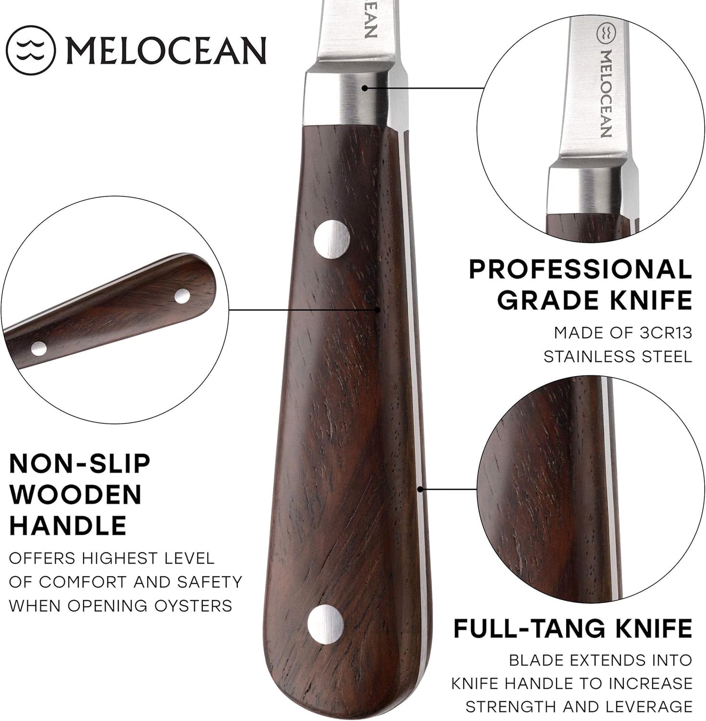Professional Oyster Shucking Knife and Gloves Set in Gift Box | 6.3” Full Tang French 3cr13 Stainless Steel Oyster Knife, EN388 Level 5 Cut-Resistant Gloves S-XL, Clam Oyster Shucker Kit