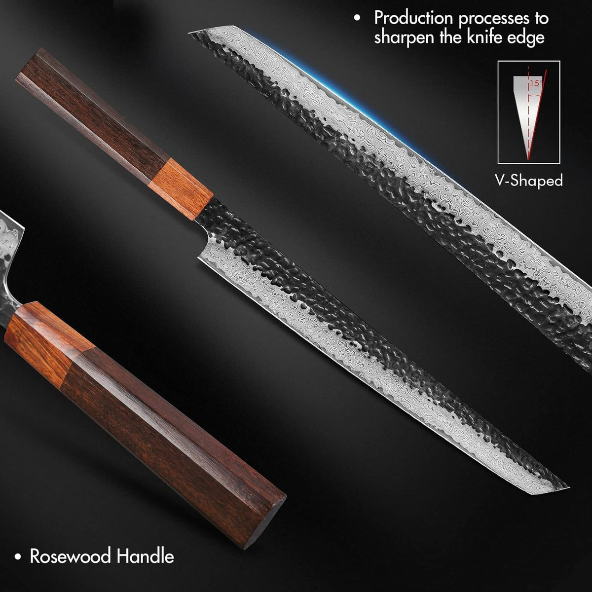 10.6 inchJapanese Yanagi Sushi Sashimi Chef Knife Salmon Knife Slicer Razor Sharp Sashimi Watermelon Knives, 67 Layer Damascus Steel Sashimi Yanagiba Knife, Maple Handle, Kitchen Knives Tool