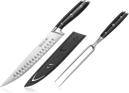 Cangshan ALPS Series 502803 German Steel Forged 2-Piece Carving Set with Sheaths, Black