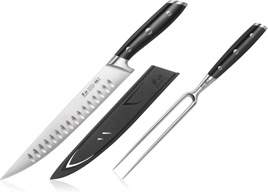 Cangshan ALPS Series 502803 German Steel Forged 2-Piece Carving Set with Sheaths, Black