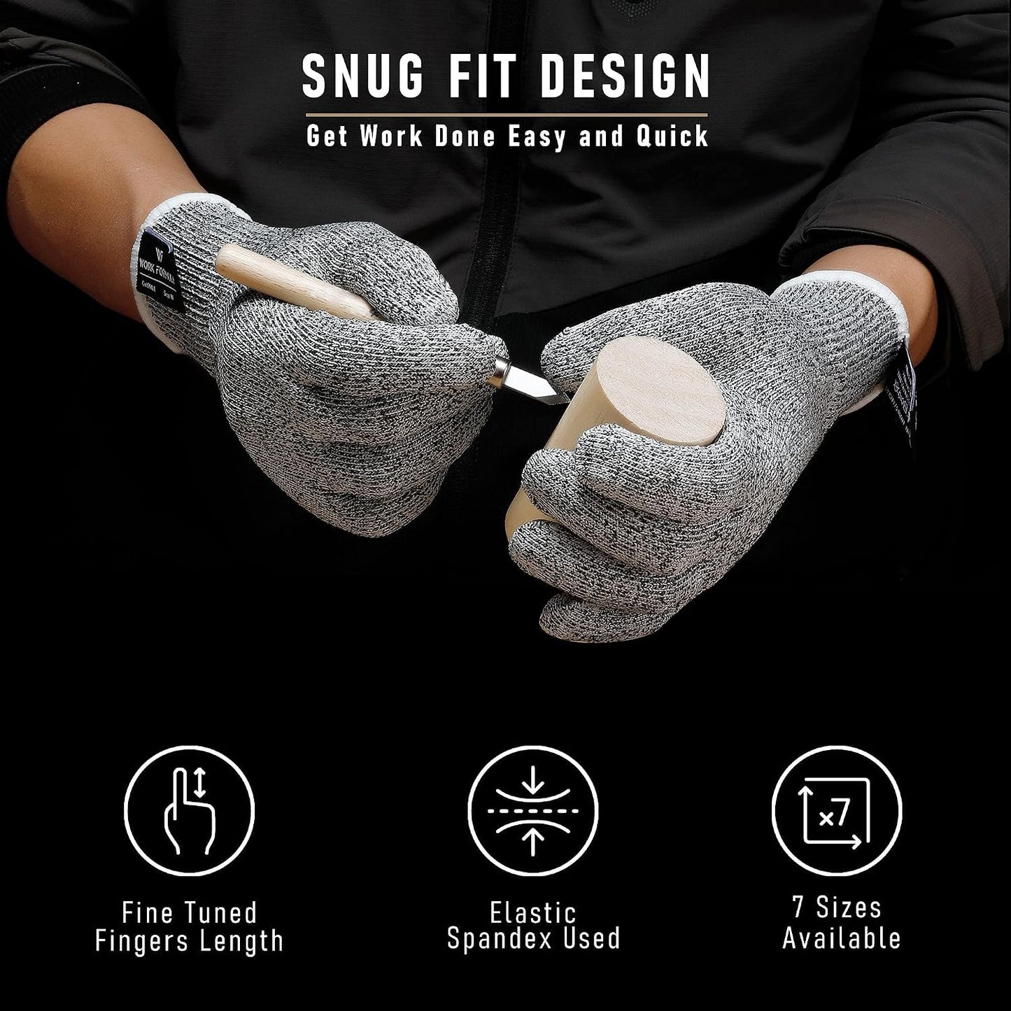 4 pcs Kitchen Cut Resistant Glove Food Grade Snug Fit for Women Men Kids Chefs Butchers