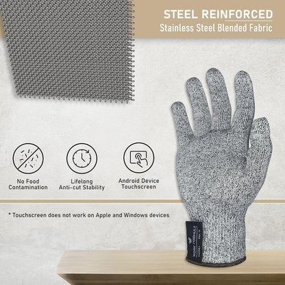 4 pcs Kitchen Cut Resistant Glove Food Grade Snug Fit for Women Men Kids Chefs Butchers