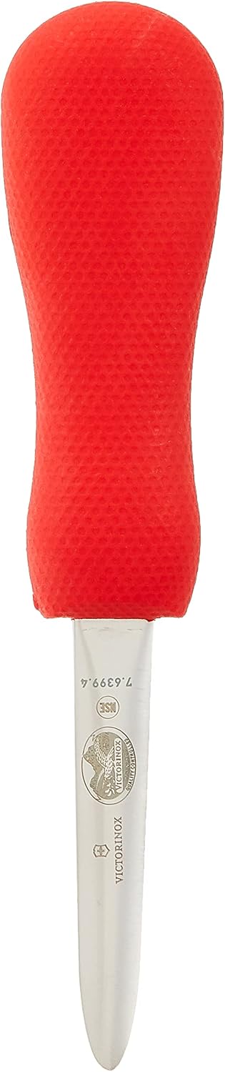 Oyster Knife 4-Inch Boston Style Blade, Red SuperGrip Handle
